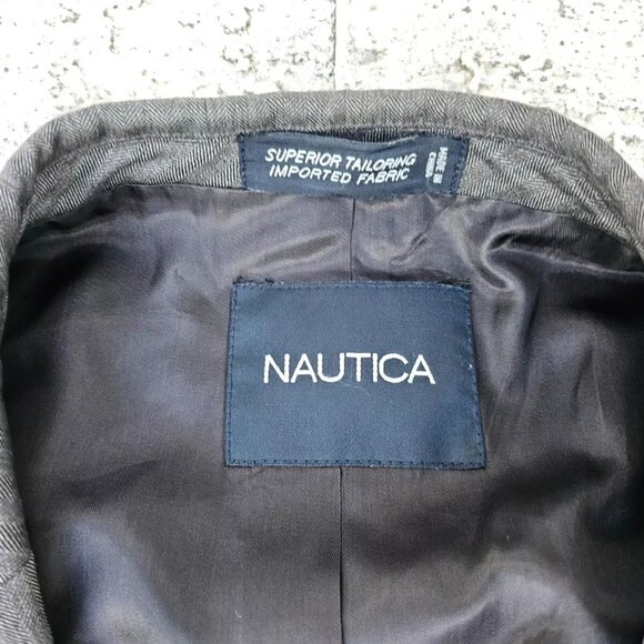 Nautica Men Blazer Sport Coat Jacket 100% Wool Dark Gray Two Button Size 46L - Picture 5 of 10